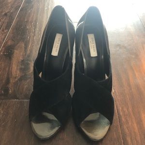 Cole Haan black criss-cross suede heels